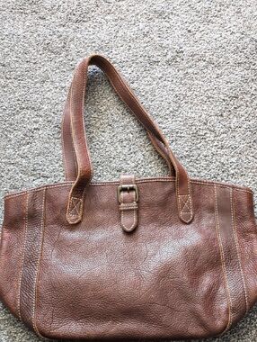 Fat Face Brown Leather Tote Bag with Buckle Strap